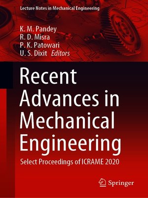 cover image of Recent Advances in Mechanical Engineering